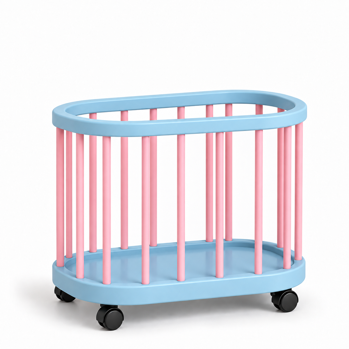 Pastel Blue & Pink Rolling Sports Storage Cart