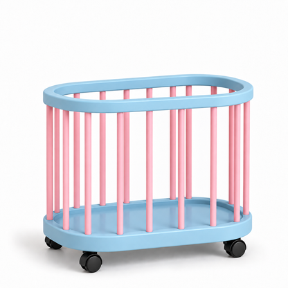 Pastel Blue & Pink Rolling Sports Storage Cart