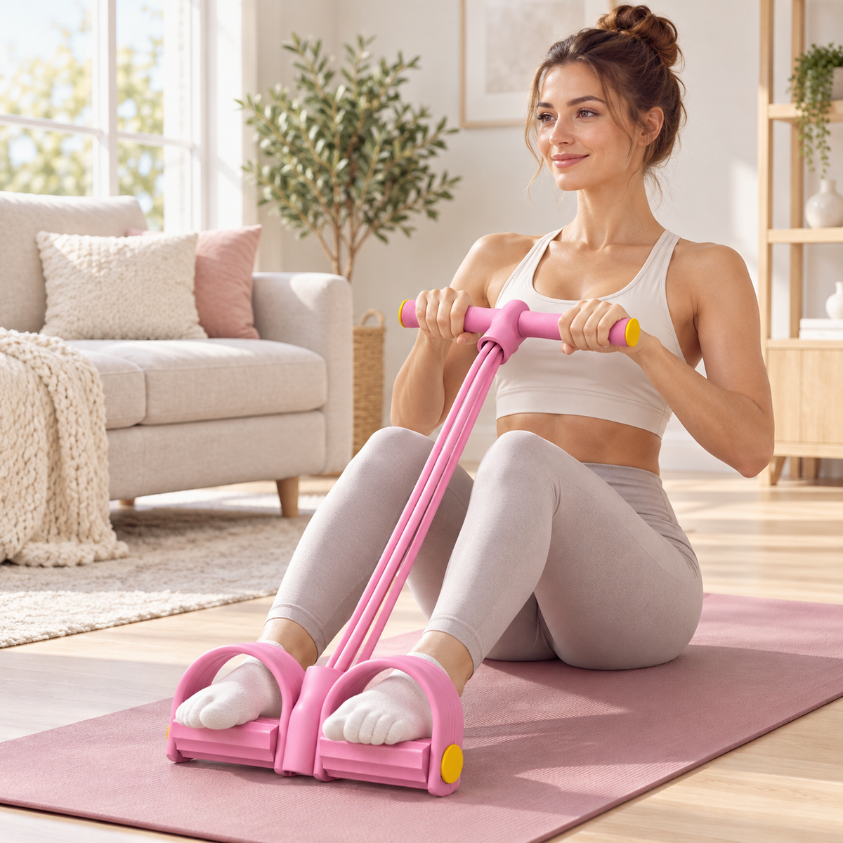 Monet Pink 4-Tube Pedal Resistance Trainer