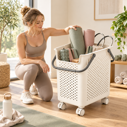 Rolling Sports & Yoga Storage Cart